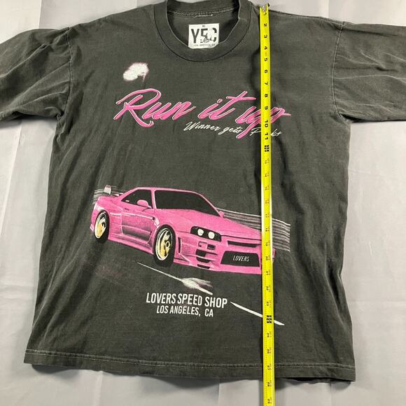 Run It Up Pink JDM Car Graphic T-Shirt Mens XL Black Streetwear Racing Drift Tee - Picture 8 of 10